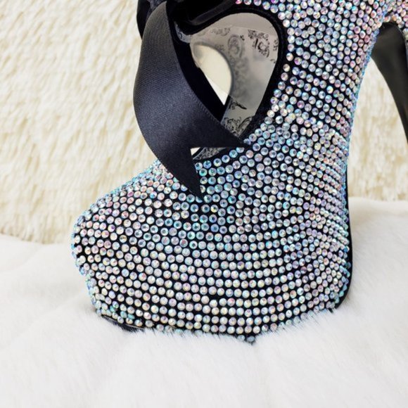 Bordello Iridescent Rhinestone High Heel Platform Shoes - Picture 11 of 12